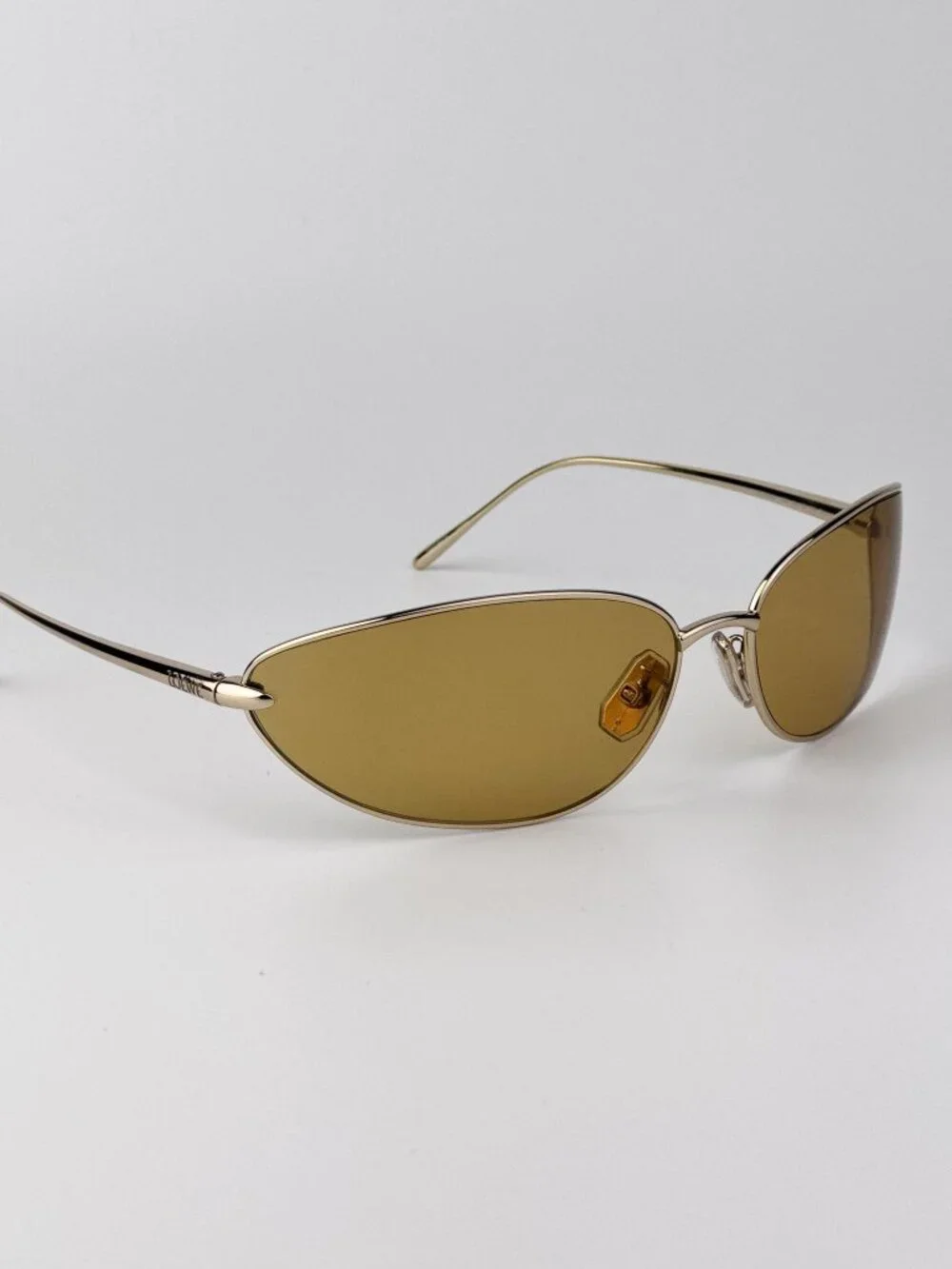 Loewe LW40164U 32E Wraparound Sunglasses Gold Frame Brown Lenses